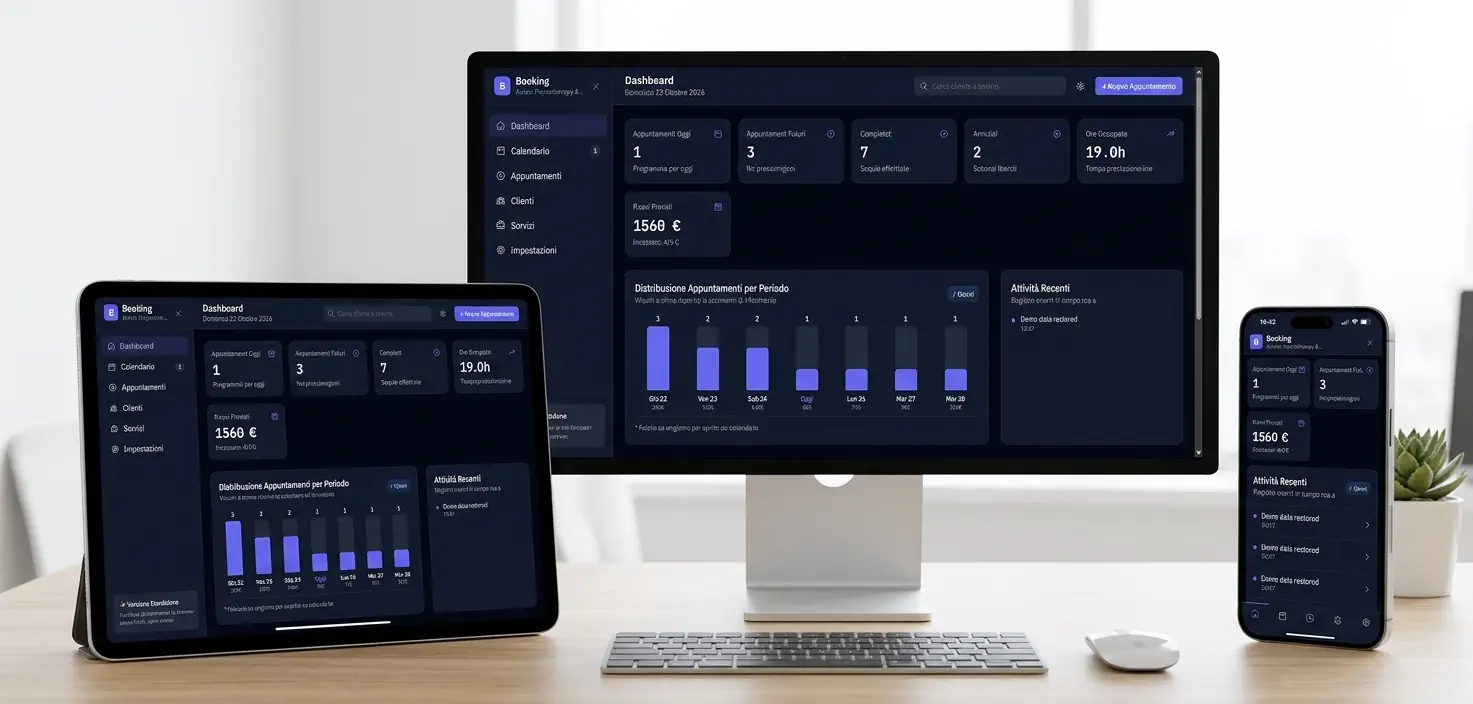 Interfaccia del software di gestione appuntamenti e calendario booking online