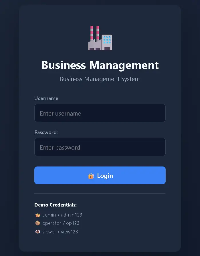 Secure login screen with role-based authentication for the management software